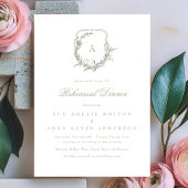 Klassiek Sage Groen Monogram Crest repetitie diner Kaart