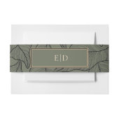 Klassiek Sage Monogram Elegant blad Patroon Uitnodigingen Wikkel (Voorkant Voorbeeld)
