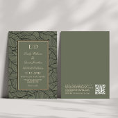 Klassiek Sage Monogram Elegant QR Kaart