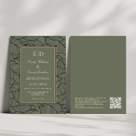 Klassiek Sage Monogram Elegant QR Kaart