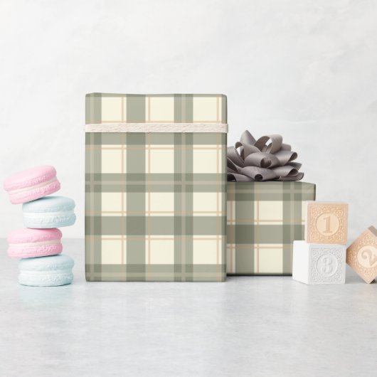Klassiek SAGE Tartan Inpakpapier (Baby Shower)