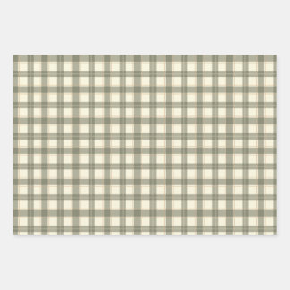 Klassiek Sage Tartan Inpakpapier Vel Set