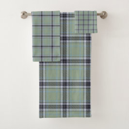 Klassiek saliegroen blauw grijs tartan ruitpatroon bad handdoek