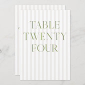 Klassiek saliegroen en beige bruiloft 24 Tafelnumm Kaart (Voorkant / Achterkant)