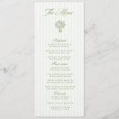 Klassiek saliegroen en beige gestreept trouwmenu menu (Voorkant)