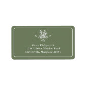 Klassiek Saliegroen Monogram Adres Etiket (Voorkant)
