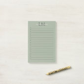 Klassiek Saliegroen Monogram Kantoor Stijl Post-it® Notes (Op bureau)