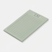 Klassiek Saliegroen Monogram Kantoor Stijl Post-it® Notes (Schuin)