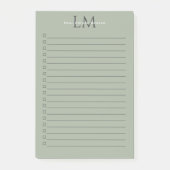 Klassiek Saliegroen Monogram Kantoor Stijl Post-it® Notes (Voorkant)