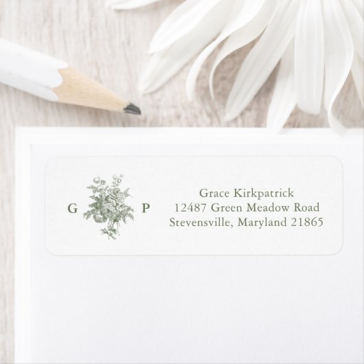 Klassiek Saliegroen Monogram Retouradres Etiket (Insitu)