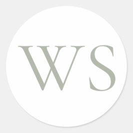 Klassiek saliegroen monogramzegel voor enveloppen ronde sticker