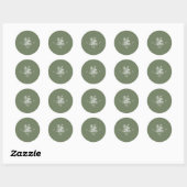 Klassiek saliegroen trouwmonogram ronde sticker (Vel)