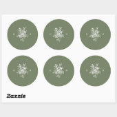 Klassiek saliegroen trouwmonogram ronde sticker (Vel)