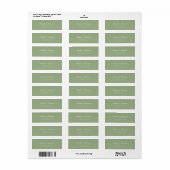 Klassiek saliegroen & wit script huwelijksadres etiket (Full Sheet)