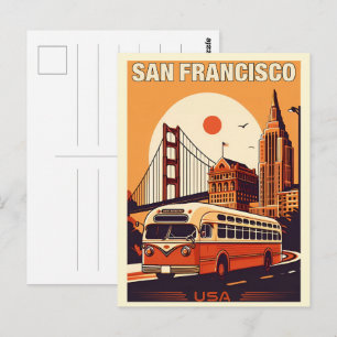 Klassiek San Francisco, CA oude bus op weg cadeaus Briefkaart