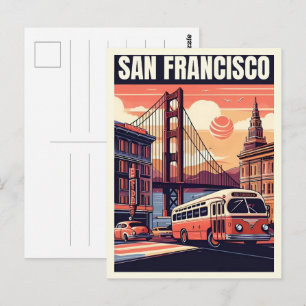 Klassiek San Francisco, CA oude bus op weg cadeaus Briefkaart