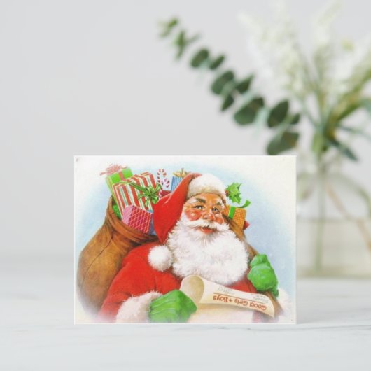 Klassiek Santa Afbeelding Feestdagenkaart (Staand voorkant)