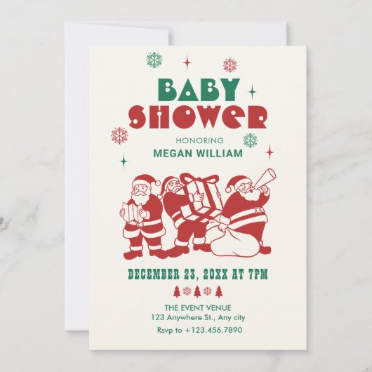 Klassiek Santa Winter baby shower Kaart (Voorkant)