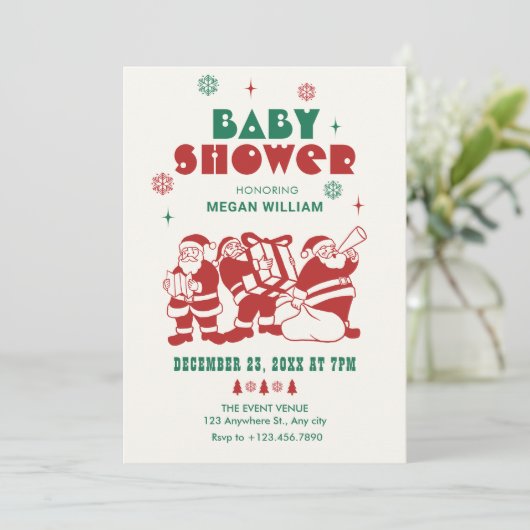 Klassiek Santa Winter baby shower Kaart (Staand voorkant)