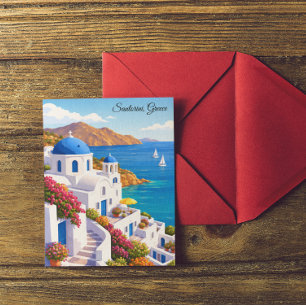 Klassiek Santorini Griekenland Reis Kleurrijk Eila Briefkaart