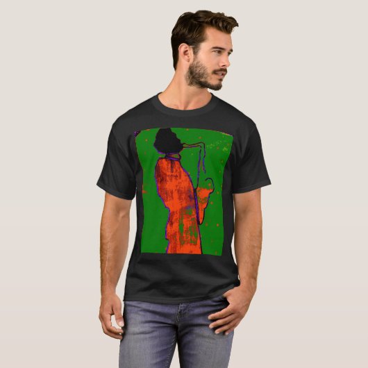 Klassiek saxman gekleurd glas t-shirt (Voorkant volledig)
