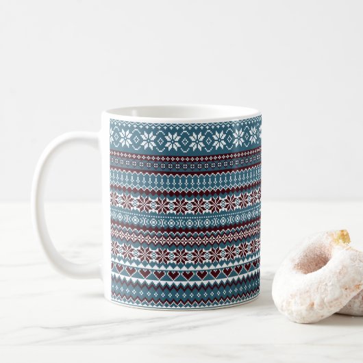 Klassiek Scandinavisch kersttrui-patroon Koffiemok (Met donut)