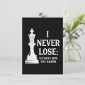 Klassiek schaakontwerp, ik verlies nooit; ik win o kaart (Staand voorkant)