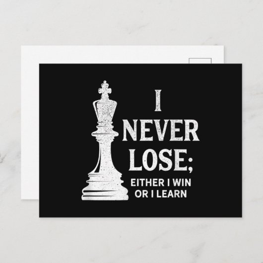 Klassiek schaakontwerp, ik verlies nooit; ik woon  aankondigingskaart (Voorkant / Achterkant)