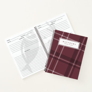 Klassiek scharlaken geruit gepersonaliseerd famili notitieboek