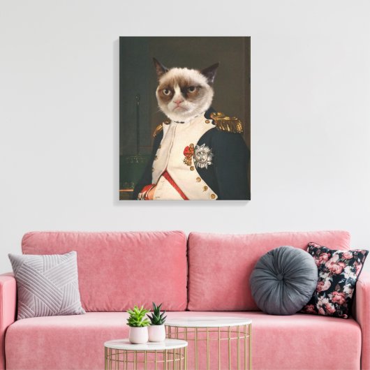 Klassiek schilderen met bruine kat canvas afdruk (Insitu (Woonkamer))