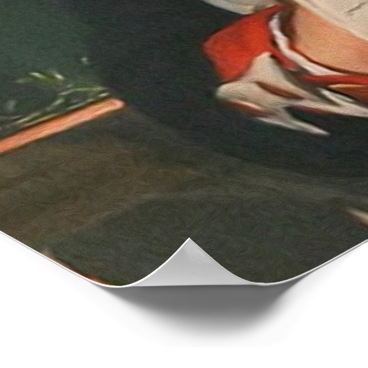 Klassiek schilderen met bruine kat poster (Hoek)