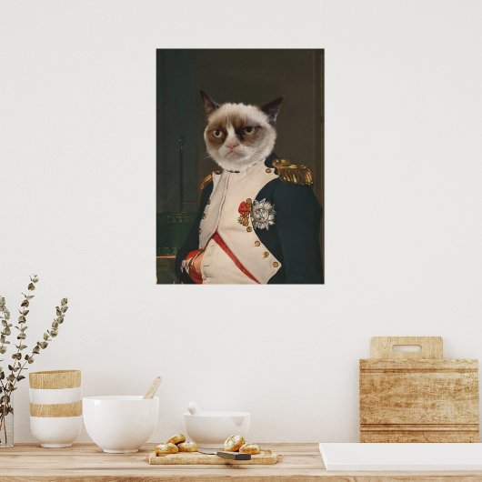 Klassiek schilderen met bruine kat poster (Keuken)
