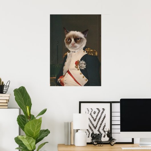 Klassiek schilderen met bruine kat poster (Thuiskantoor)