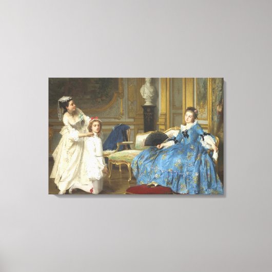  Klassiek schilderen van een meisje met een vacht Canvas Afdruk (Voorkant)