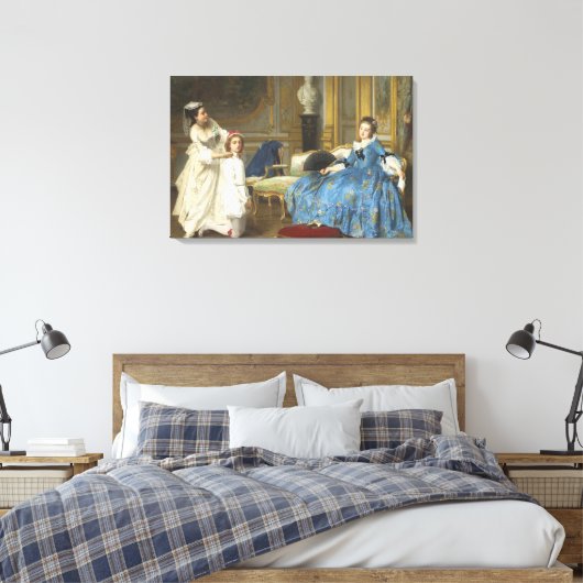Klassiek schilderen van een meisje met een vacht Canvas Afdruk (Insitu (Slaapkamer))