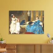  Klassiek schilderen van een meisje met een vacht Canvas Afdruk (Insitu (Woonkamer))