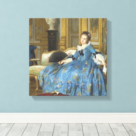  Klassiek schilderen van een meisje met een vacht Canvas Afdruk (Insitu (Houten vloer))