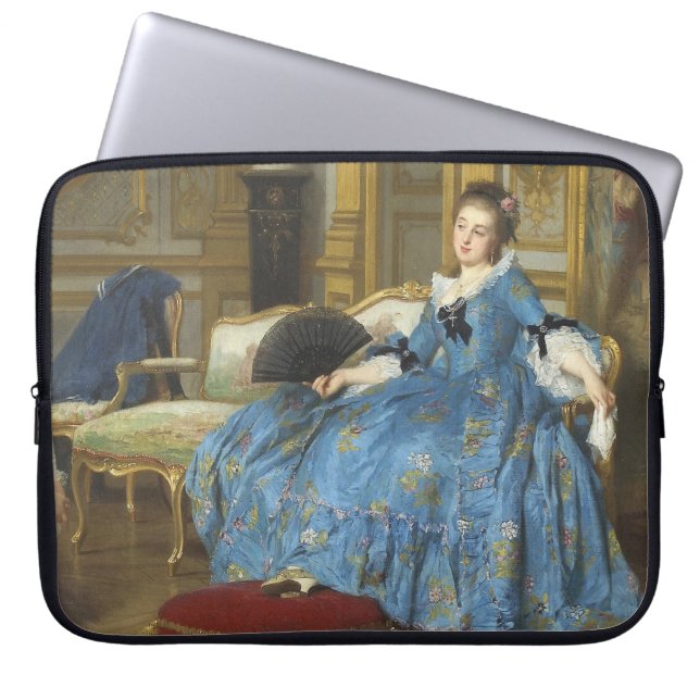  Klassiek schilderen van een meisje met een vacht Laptop Sleeve (Voorkant)