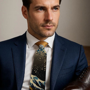 Klassiek Schilderij De Grote Golf Japanse Kunstena Stropdas