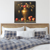 Klassiek schilderij gouden pot en rode appels canvas afdruk (Insitu (Slaapkamer))