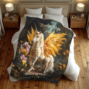 Klassiek schilderij Witte Pegasus met gouden vleug Fleece Deken