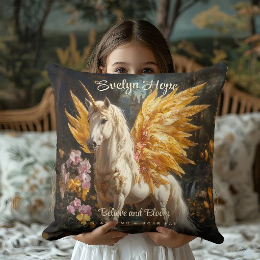 Klassiek schilderij Witte Pegasus met gouden vleug Kussen