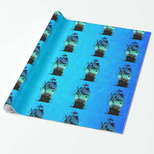 Klassiek Schip Cadeaupapier (Uitgerold)