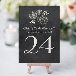 Klassiek schoolbord bloemendecor monogram bruiloft kaart