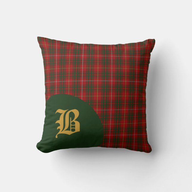 Klassiek Schots Bruce Clan Tartan Pset Monogram Kussen (Voorkant)