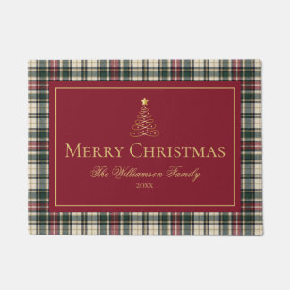 Klassiek Schots geruit Kerstmis Familie Custom Deurmat