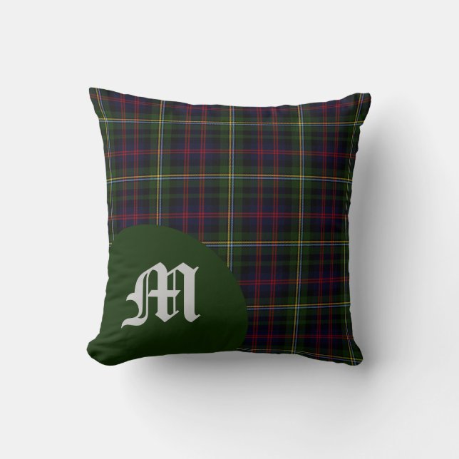 Klassiek Schots Malcolm Clan Tartan Monogram Kussen (Voorkant)
