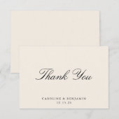 Klassiek Schrift Elegant Bruiloft Aangepast Ivoor Bedankkaart (Voorkant / Achterkant)
