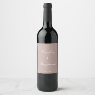 Klassiek Schrift Elegante Trouw Bruidsroze Wijn Etiket