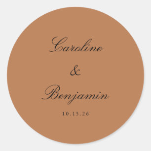 Klassiek Schrift Elegante Trouw Bruin Ronde Sticker